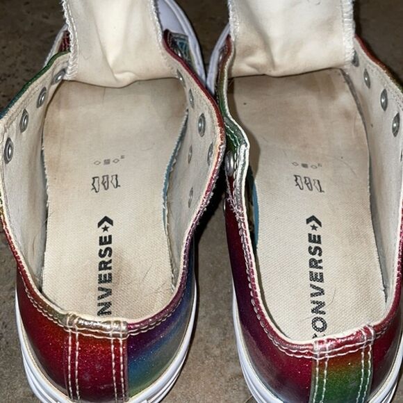 Converse All Star Pink Glitter Drip Low Top Sneakers Girls Junior 2 Rainbow - Picture 7 of 12